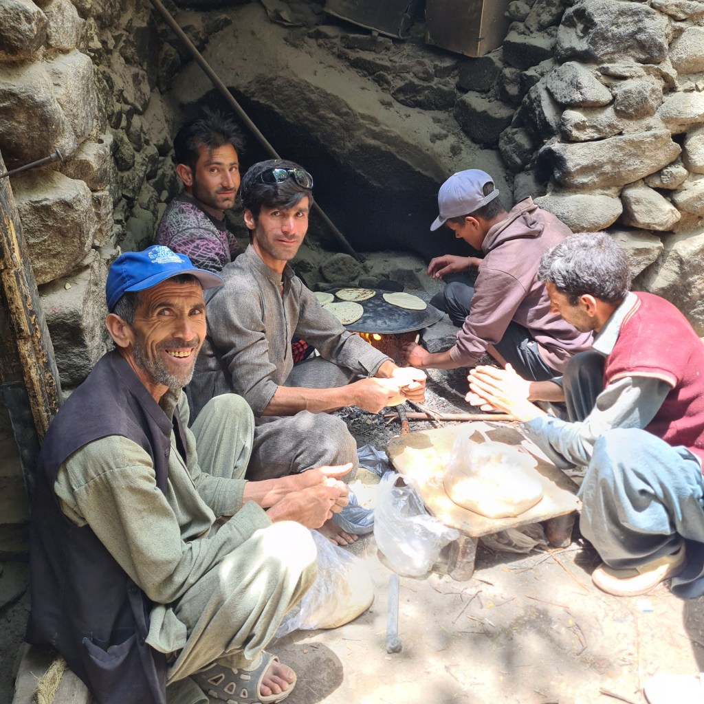 Our porters cooking up some local flatbread on our rest day on the way to K2 Base camp.