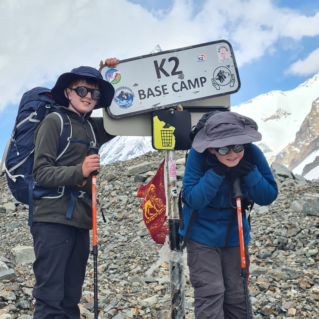 Our to Kids at K2 Base camp as part of this hike towards the 14 base camps. Family's can hike to K2