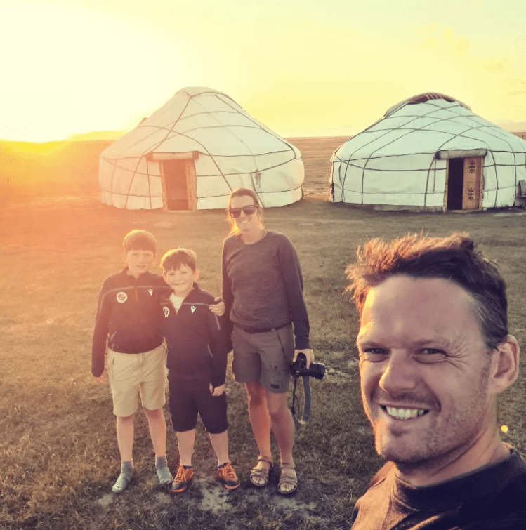 Family Russell-Smith camping in Yurts in Kyrgyzstan 