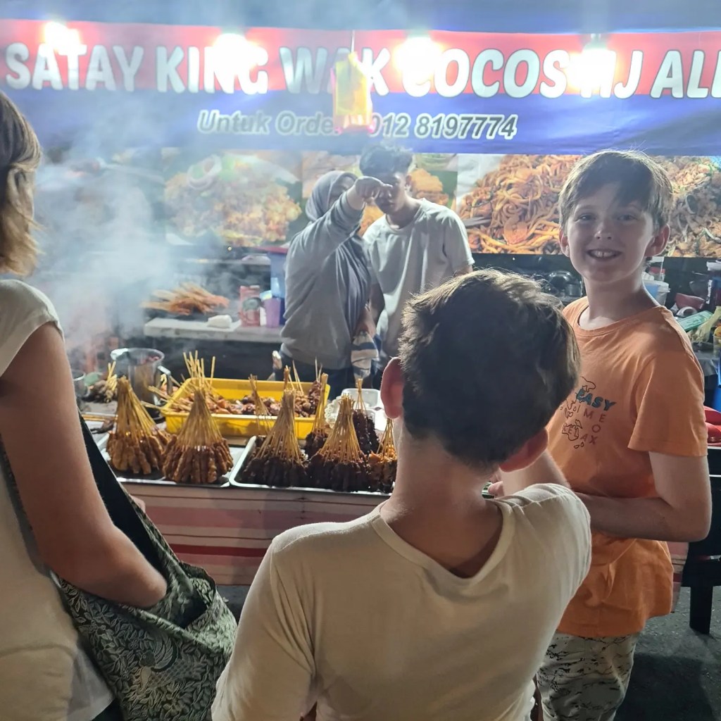 Eating street food in Borneo Malaysia. 